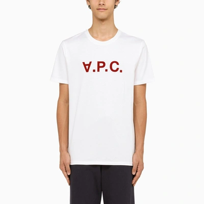 Shop Apc Logoed White Crewneck T-shirt