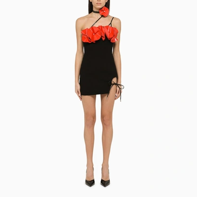 Shop David Koma Black Mini-dress With Flowers