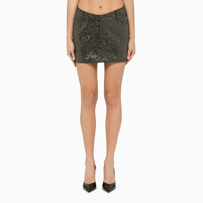 Shop Rotate Birger Christensen | Black Miniskirt With Micro Sequins