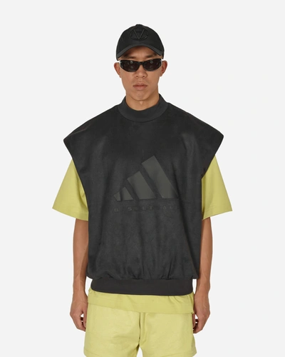 Shop Adidas Originals Basketball Sueded Sleeveless Sweatshirt Carbon In Black