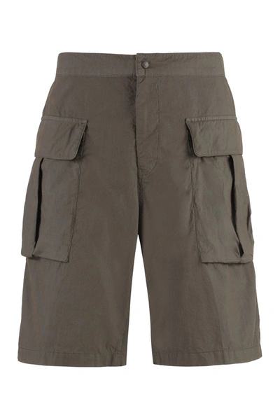 Shop Aspesi Cotton Cargo Bermuda Shorts In Grey
