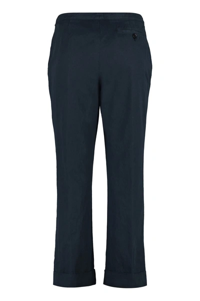 Shop Aspesi Cotton-linen Trousers In Blue