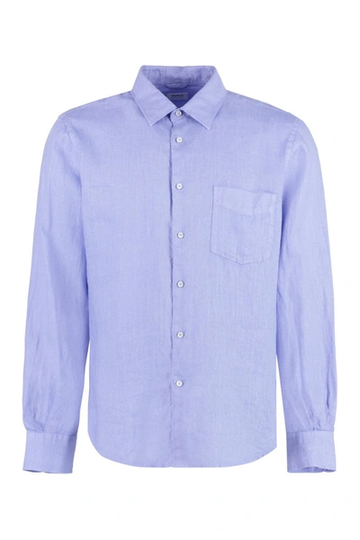 Shop Aspesi Linen Shirt In Blue