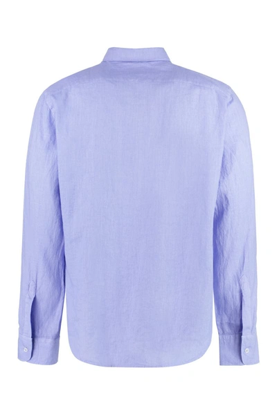 Shop Aspesi Linen Shirt In Blue