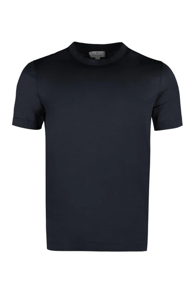 Shop Canali Cotton Crew-neck T-shirt In Blue