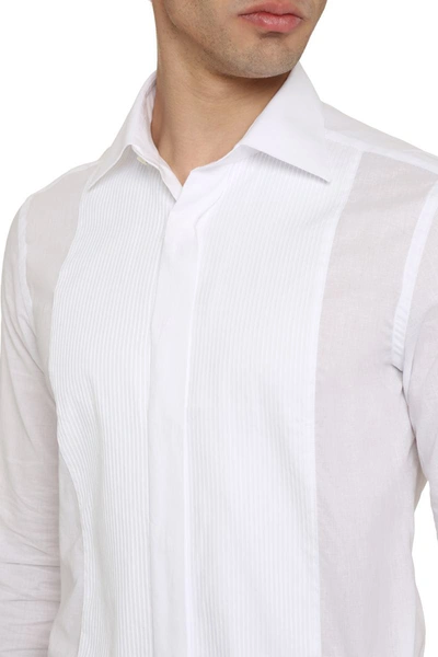 Shop Canali Cotton Shirt In White