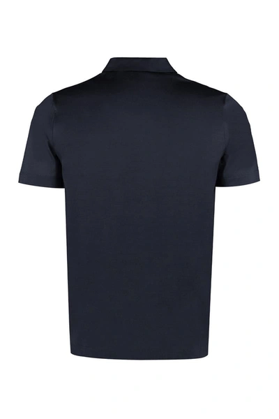 Shop Canali Short Sleeve Cotton Polo Shirt In Blue