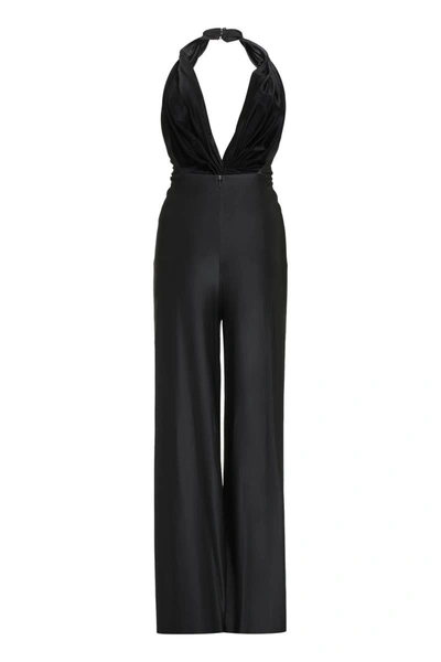 Costarellos Muti Jersey Gathered Low Cut Jumpsuit In Black