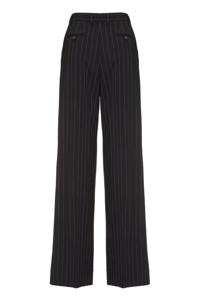 Shop Dolce & Gabbana Pinstriped Wool Trousers In Brown