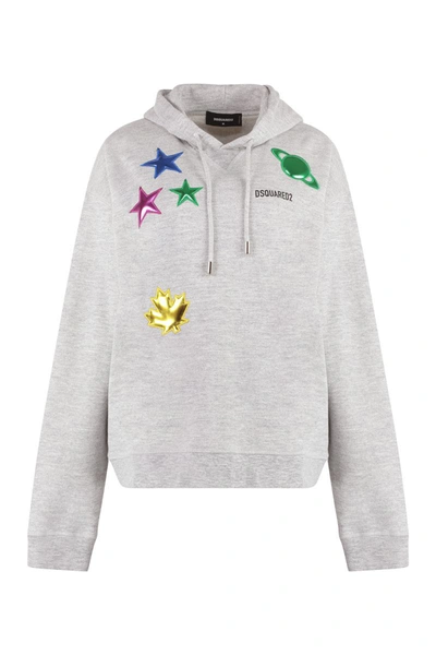 Shop Dsquared2 Logo Cotton Hoodie In Grey