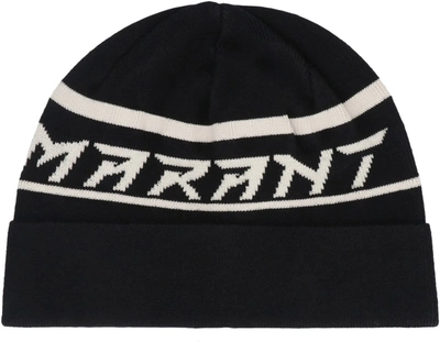 Shop Isabel Marant Cliff Logo Wool Beanie In Black