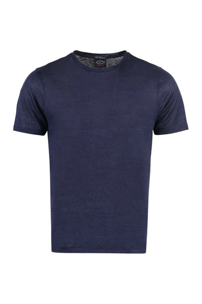 Shop Paul & Shark Linen T-shirt In Blue