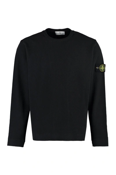 Shop Stone Island Patch Detail Crew-neck Sweatshirt In Black