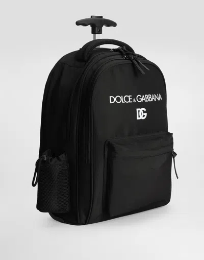 Dolce & Gabbana Printed Nylon Trolley Backpack In ブラック