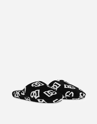 Dolce & Gabbana Jacquard Cotton Terry Slippers In マルチカラー