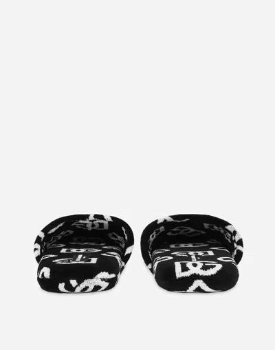 Dolce & Gabbana Jacquard Cotton Terry Slippers In マルチカラー