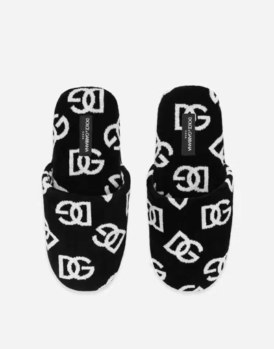 Dolce & Gabbana Jacquard Cotton Terry Slippers In マルチカラー