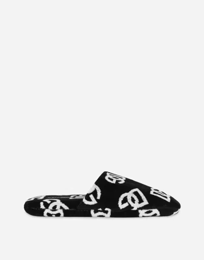Dolce & Gabbana Jacquard Cotton Terry Slippers In マルチカラー