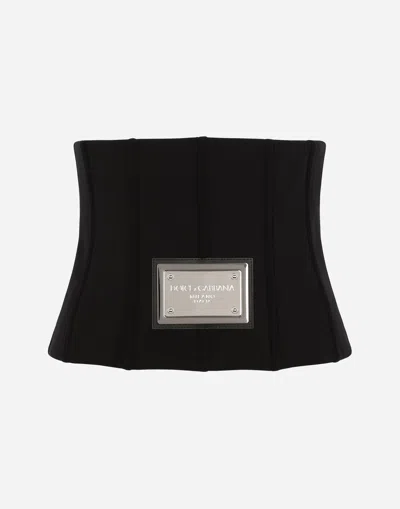 Dolce & Gabbana Technical Jersey Corset Belt In Black
