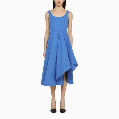 Shop Alexander Mcqueen Alexander Mc Queen Blue Flared Midi Dress In Red