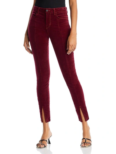 Shop L Agence Jyothi Womens Velveteen Skinny High-waist Jeans In Red