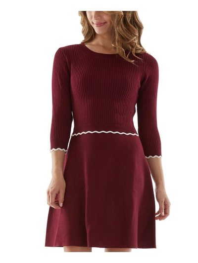 Shop Bcx Juniors Womens Knit Ribbed Sweaterdress In Red