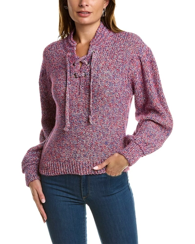 Shop Ba&sh Ba & Sh Lace-up Wool-blend Sweater In Purple