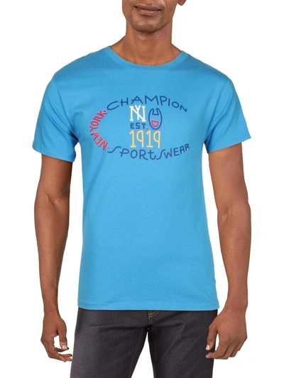 Shop Champion Mens Cotton Logo Graphic T-shirt In Blue