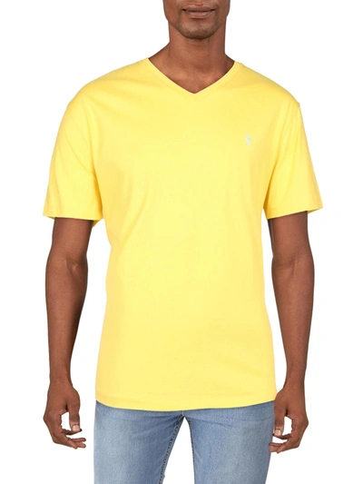 Shop Lauren Ralph Lauren Mens Cotton V Neck T-shirt In Yellow
