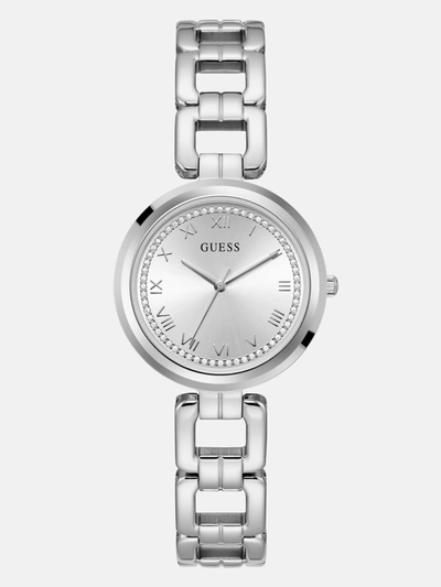 Guess Factory Silver-tone Round Analog Watch In Multi