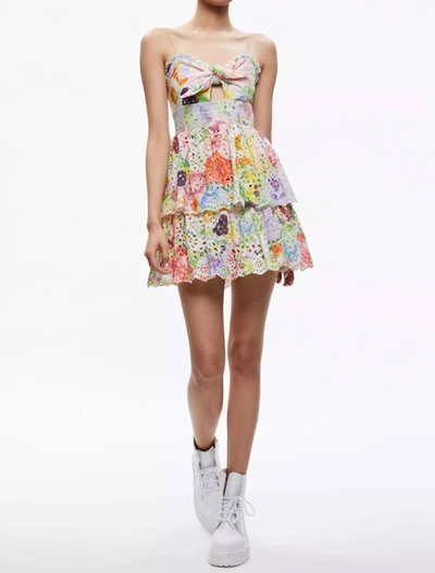 Shop Alice And Olivia Fina Waist Ruffle Mini Dress In Dawn Floral In Multi