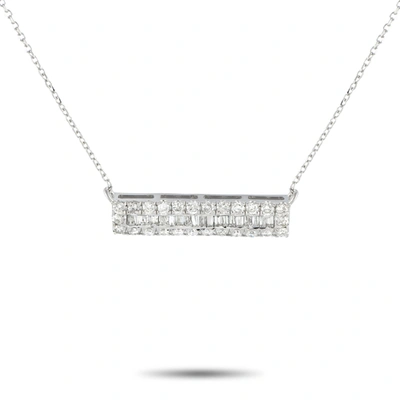 Non Branded Lb Exclusive 14k White Gold 0.80ct Diamond Bar Necklace Pn14548 In White