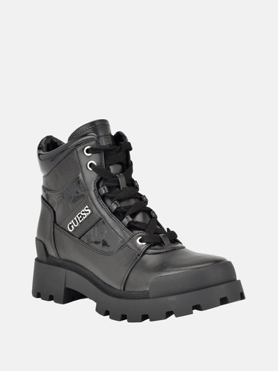 Shop Guess Factory Finding Logo Hiker Booties In Black