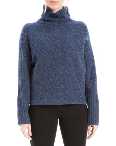Shop Max Studio Diagonal Texture Cowl Neck Sweater In Blue