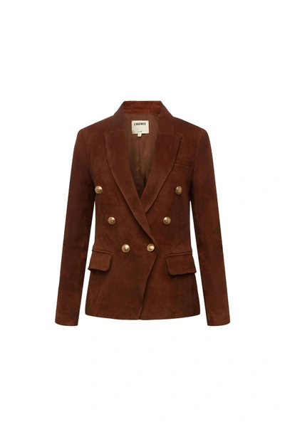 Shop L Agence Kenzie Double Breasted Blazer In Brown