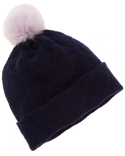 Shop Hannah Rose Pom Cross Country Stitch Wool & Cashmere-blend Hat In Blue
