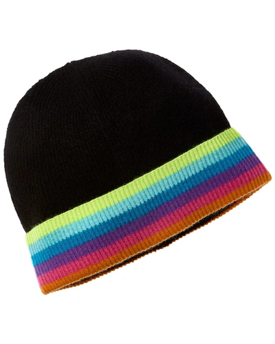 Shop Scott & Scott London Rainbow Stripe 2.0 Cashmere Hat In Black