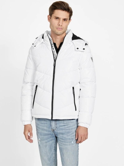 Shop Guess Factory Chano Quilted Puffer Jacket In White