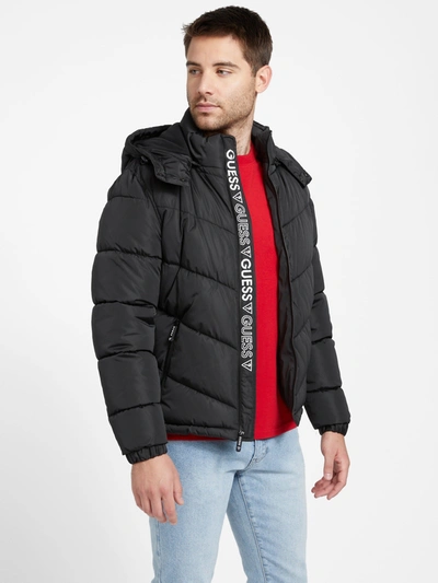 Shop Guess Factory Chano Quilted Puffer Jacket In Black