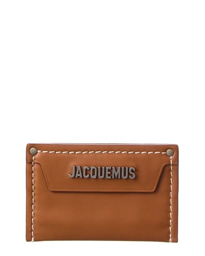 Shop Jacquemus Le Porte Carte Meunier Leather Card Holder In Brown