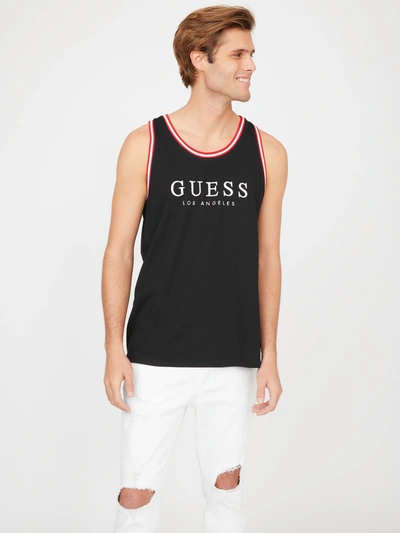 Shop Guess Factory Nichols Embroidered Logo Tank In Black
