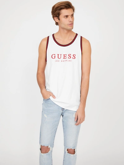 Shop Guess Factory Nichols Embroidered Logo Tank In White