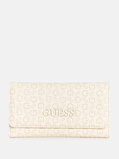 Guess Factory Bowie Debossed Logo Slim Clutch Wallet In Gold