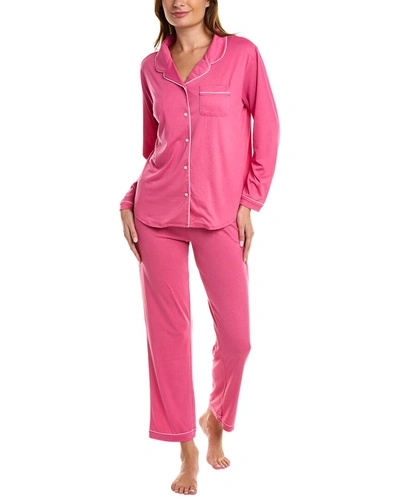 Shop Flora By Flora Nikrooz 2pc Knit Notch Collar Pajama Set In Pink