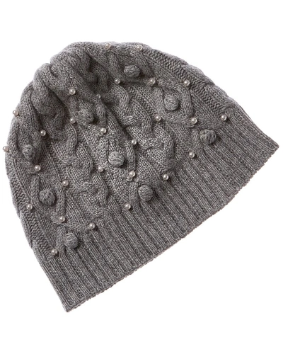 Shop Forte Cashmere Chunky Pearl Cable Cashmere Hat In Grey