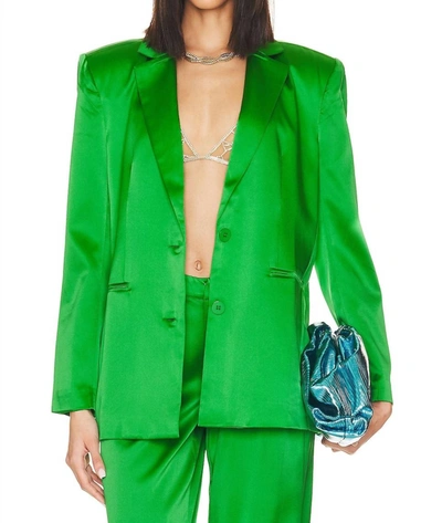 Shop Ser.o.ya Motlee Silk Blazer In Kelly Green In Multi