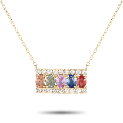 Non Branded Lb Exclusive 18k Yellow Gold 0.32ct Diamond And Multicolored Sapphire Necklace Mf17-103123 In Gold