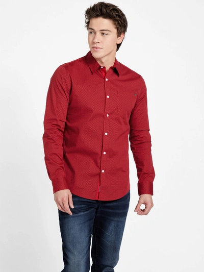Shop Guess Factory Tally Geo Pocket Shirt In Red