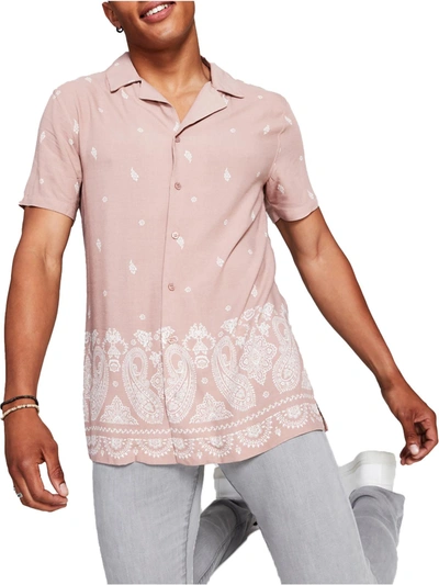 Shop And Now This Mens Woven Paisley Button-down Shirt In Beige