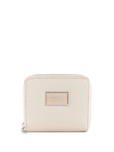 Guess Factory Abree Glitter Small Zip-around Wallet In White